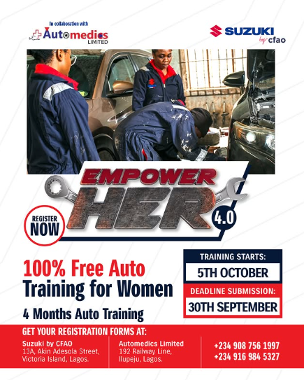 Applications Are Open: Suzuki Empower Her 4.0 Offers Nigerian Women 100% Free Auto Training